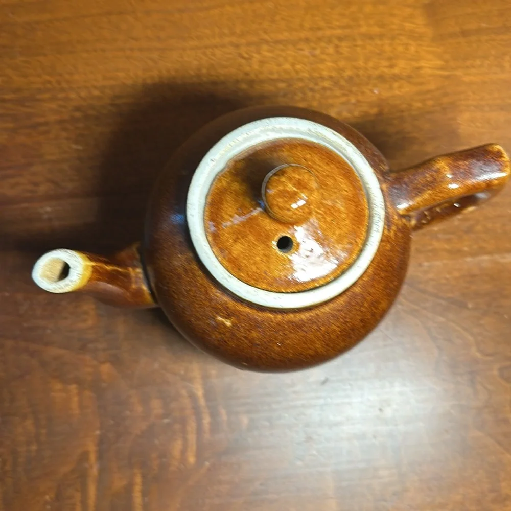 Antique Star Stoneware  Pottery Teapot Brown Ohio